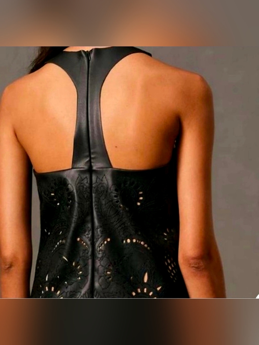 Anthropologie Leather Backless Mini Dress - Picture 2 of 7
